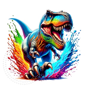 T-Rex Watercolor Sublimation Digital Download PNG Dinosaur Design