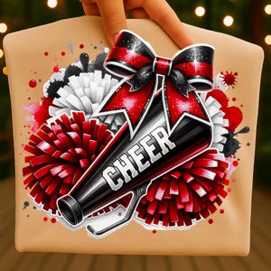 Lazo de porristas rojo, blanco y negro, PNG