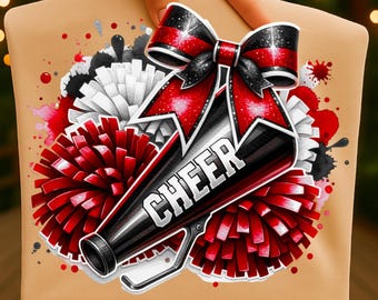 Cheer Bow Red, Black and White png