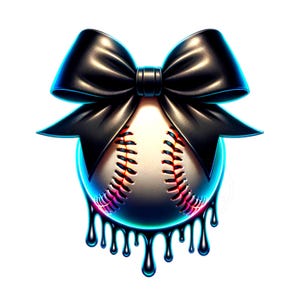 Baseball Black Bow Sublimation Digitaler Download PNG Sport Jubeln Design