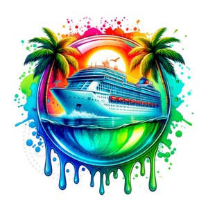 Cruise Ship Sublimation Digital Download PNG Vacation Design