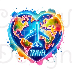 Reisen Weltkarte Sublimation Digital Download PNG Urlaub Flugzeug T-Shirt Tasse Hut Tasche Clip Art Design