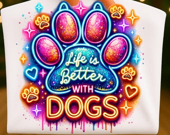Life is Better with Dogs PNG: Watercolor Paw Print (Digital Download)