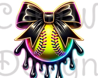 Descarga digital de sublimación de lazo de coqueta de softbol PNG Diseño de béisbol