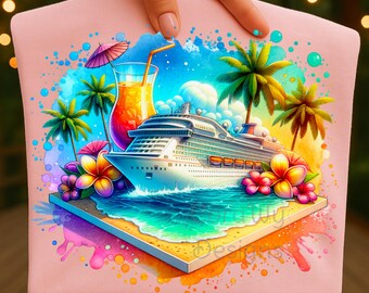 Cruise Watercolor Sublimation Digital Download PNG Vacation Design