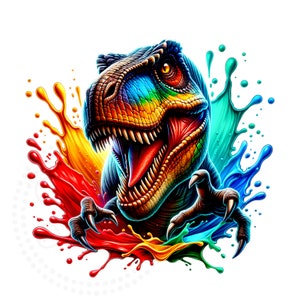 T-Rex Dinosaur Watercolor Sublimation Digital Download PNG Design