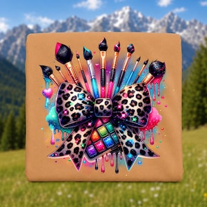Make-up Pinsel Coquette Bow Aquarell Sublimation Digitaler Download PNG Design für Künstler