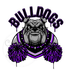 Cheer Bulldogs Purple Black Sublimation Digital Download PNG Cheerleading Design