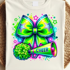 Cheer Neon Green Watercolor Sublimation Digital Download PNG Cheerleading Design