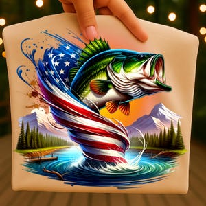 Bass Fish American Flag png