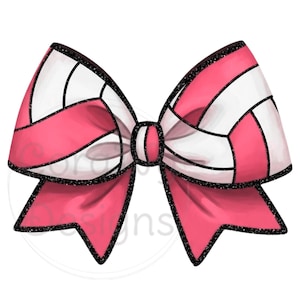 Volleyball Bow Pink Sublimation Digital Download PNG Girls Volleyball Team Player Design