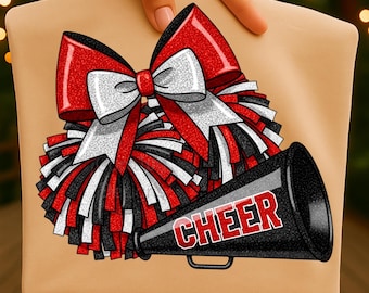 Cheer Red Silver Black PNG Digital Download