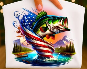 Bass Fish American Flag png