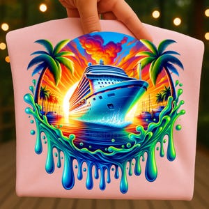 クルーズ船昇華デジタルダウンロードPNG Tシャツバケーションデザイン