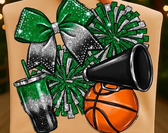 Descarga digital de baloncesto Cheer Green Black