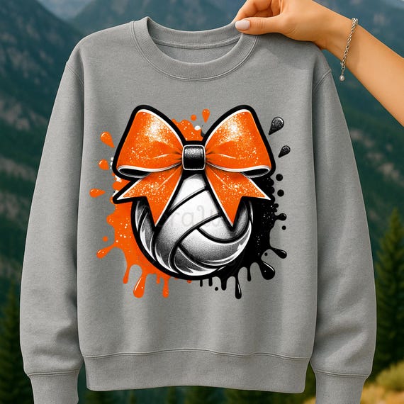 Volleyball Orange Black Bow png