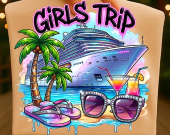 Conception de t-shirt en téléchargement numérique pour filles voyage croisière PNG