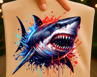 Requin aquarelle en téléchargement numérique par sublimation PNG Design