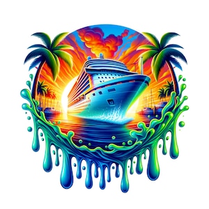 Cruise Ship Sublimation Digital Download PNG T-shirt Vacation Design