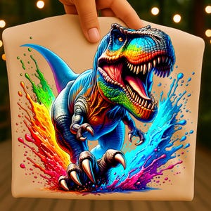 T-Rex Aquarell Sublimation Digitaler Download PNG Dinosaurier Design Bild 1