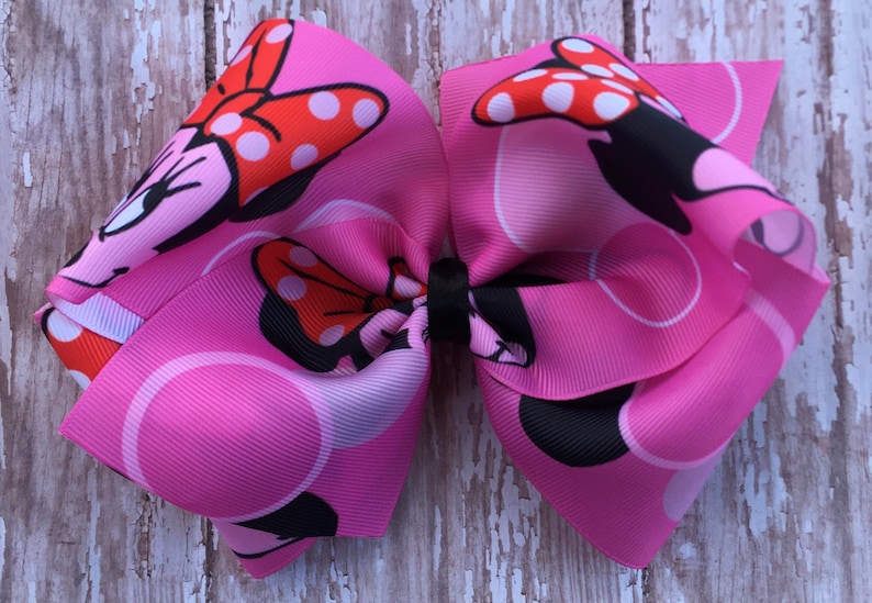 6\u201d Pink Minnie Mouse Hair Bow