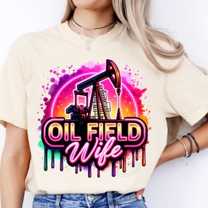 Oil Field Wife Watercolor Sublimation Digital Download PNG Oil Rig Design