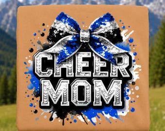 Cheer Mom Blue silver bow png