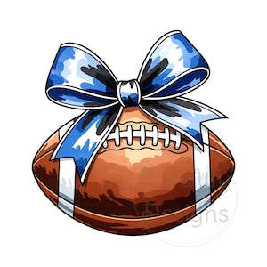 Football Blue Bow Sublimation Digital Download PNG Cheer Logo, Cheerleading PNG, Game Design