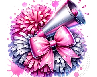 Pompones de porristas Sublimación de acuarela Descarga digital PNG Diseño de porristas, Lazo de coqueta PNG