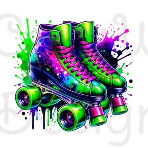 Roller Skates Sublimation Digital Download PNG Birthday Party Skating T-shirt Cake Design