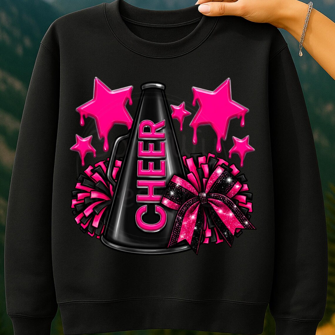 Hot Pink Cheer Bow PNG Digital Download Cheerleader Megaphone Design - Etsy