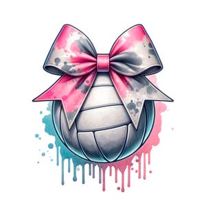 Volleyball Bow Sublimation Digital Download PNG Sports Design