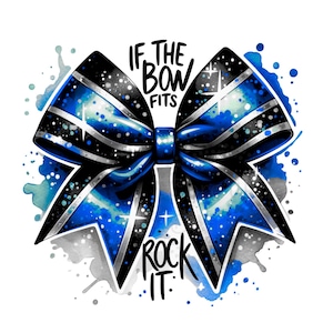 Cheerleading Bow Blue Sublimation Digital Download PNG Cheer Design