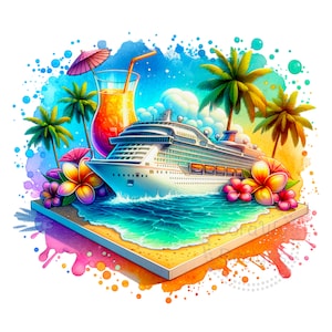 Cruise Watercolor Sublimation Digital Download PNG Vacation Design Gift for a Friend Going on a Cruise
