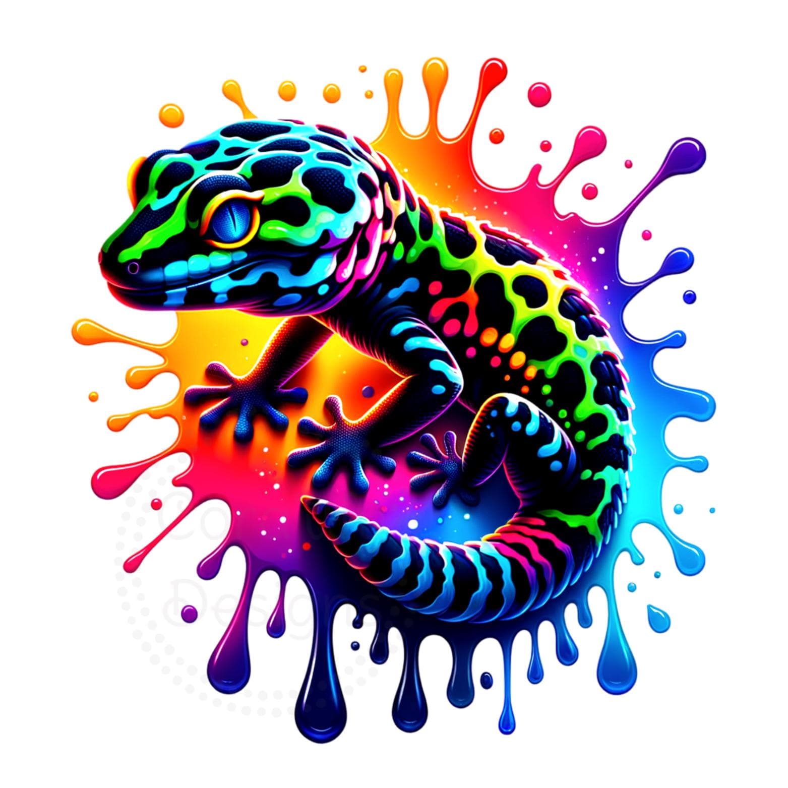 Leopard Gecko Sublimation Digital Download PNG Lizard Reptile Design