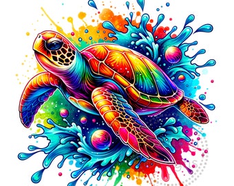 Sea Turtle Watercolor Sublimation Digital Download PNG Reptile Design Ocean Fish PNG Gift for Turtle Lovers