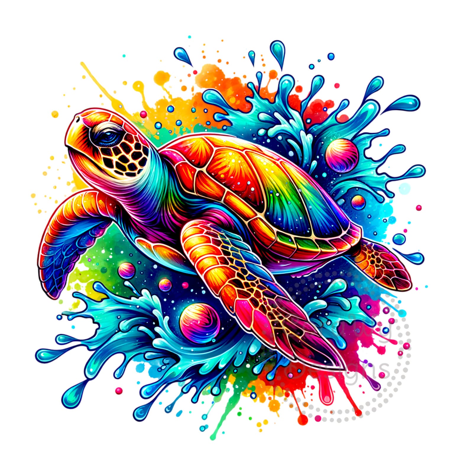 Sea Turtle Watercolor Sublimation Digital Download PNG Reptile Design Ocean Fish PNG Gift for Turtle Lovers