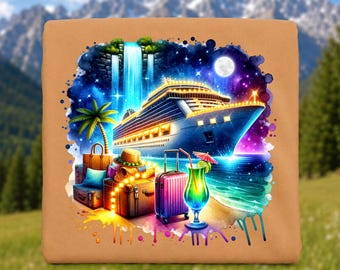 Cruise Watercolor Sublimation Digital Download PNG Vacation Design