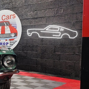 US car Mustang Fastback auto neon led sign - Garage led light wallart - Man cave retro US automobile sport decor - Mustang neon sign