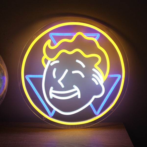 Fallout Vault Boy Fanmade LED Neon – Lichtschild der Fallout-Videospielserie – Apocalypse Neon – handgefertigt in Frankreich – Dimmer inklusive