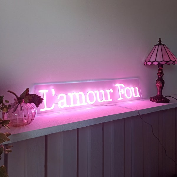 L'Amour Fou Neon - French Love led light - Neon for wedding - Interior Design Love handmade in France - Light-dimming control included