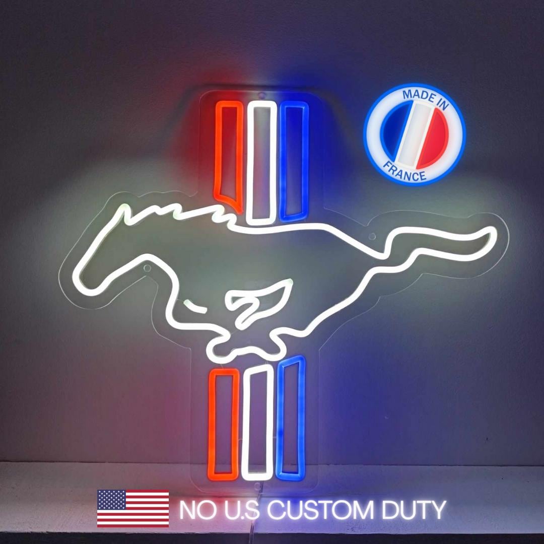 フォード マスタング ネオン サイン 看板 MUSTANG 本物ネオン管 Mustang Wall Art, Mustang Neon Sign, Mustang Light Sign, Mustang