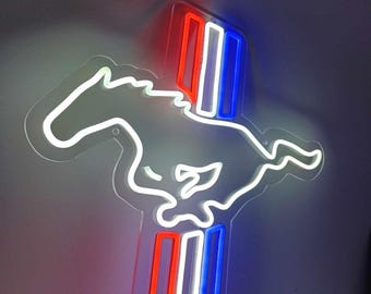 Ford Mustang Logo Auto Neon Led Sign - Garage Led Light
