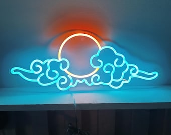 Japan Anime cloud sunset neon sign - Sunset cloud anime wallart led light - Japan neon sign - Japanese cloud manga art - handmade in France