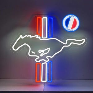 Ford Mustang neon led sign - Garage led light wallart - Man cave retro  US automobile sport decor - Mustang neon sign