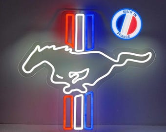 Mustang Neon Sign, Mustang Logo, Mustang Led Sign, Garage Neon