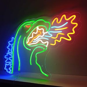 Godzilla King of Monsters Neon led light sign - Dinosaur monster Godzilla led wallart - Movie led light - Handmade in France image 3