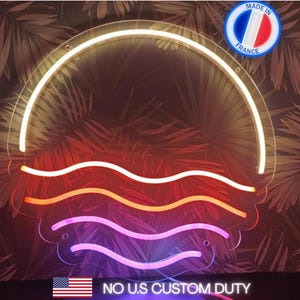 Tropical sunset neon led sign - Retro sun wave wallart led light - Sunset led decor - Sunset waves tropical lamp - tropical neon sign