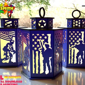 USA Soldier Lantern STL | 3D Printable Military Light | Patriotic Tealight Decor | No Supports