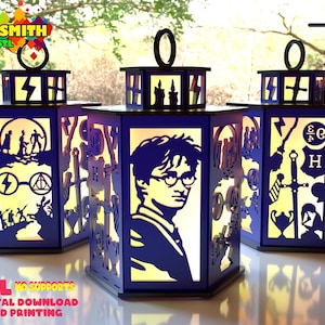 Lanterna della scuola di magia STL / File di luce notturna stampata in 3D / Decorazioni fantasy con simboli magici / Non sono richiesti supporti